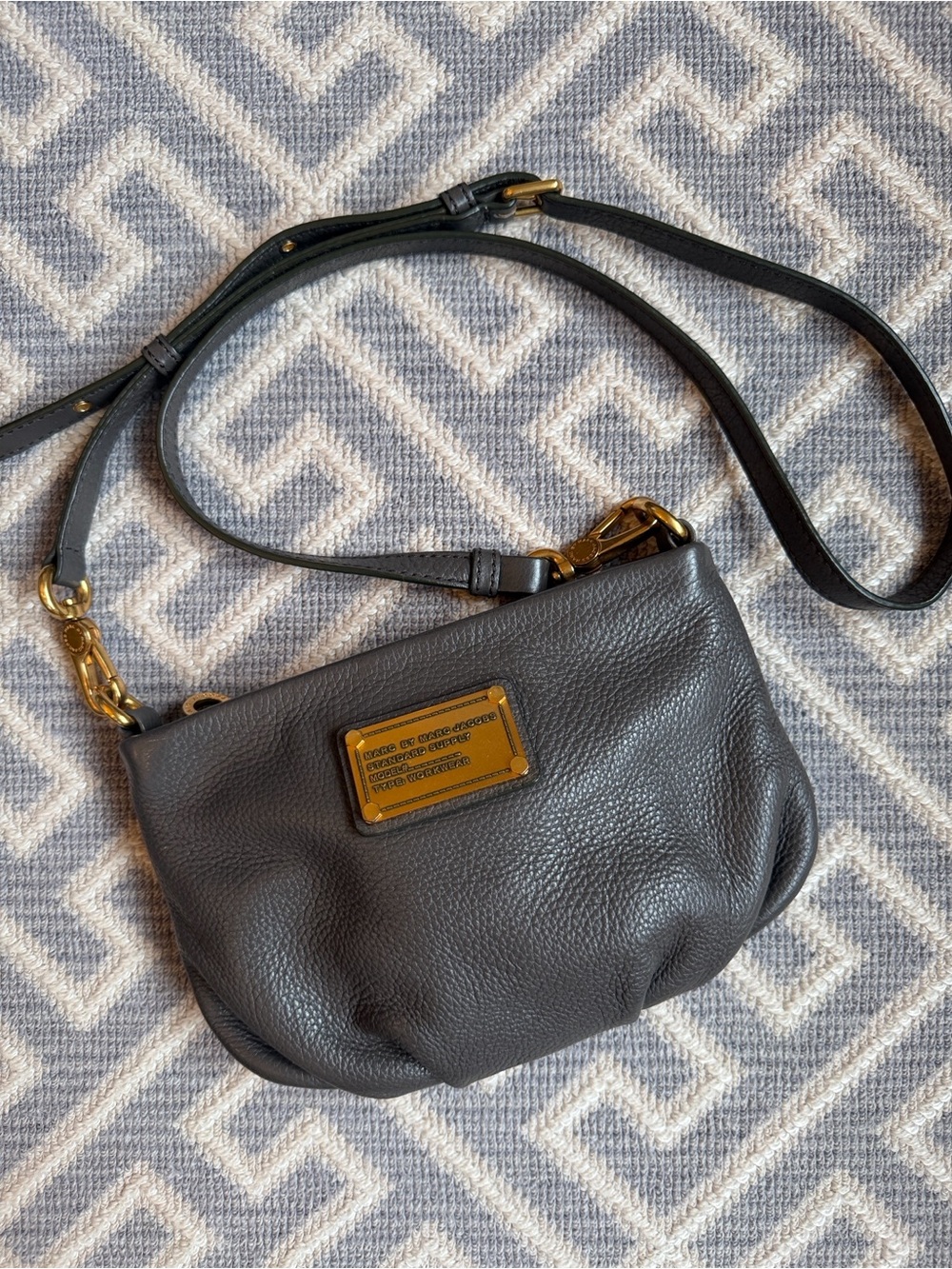 Marc Jacobs Classic Percy Grey Leather Crossbody Bag with Gold Hardware